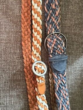 Woven Suede Men's Belt in Orange & Blue